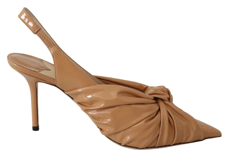 Jimmy Choo Caramel Brown Leather Annabell 85  Pumps---Comfortable Leather Pumps for Office and Everyday Wear