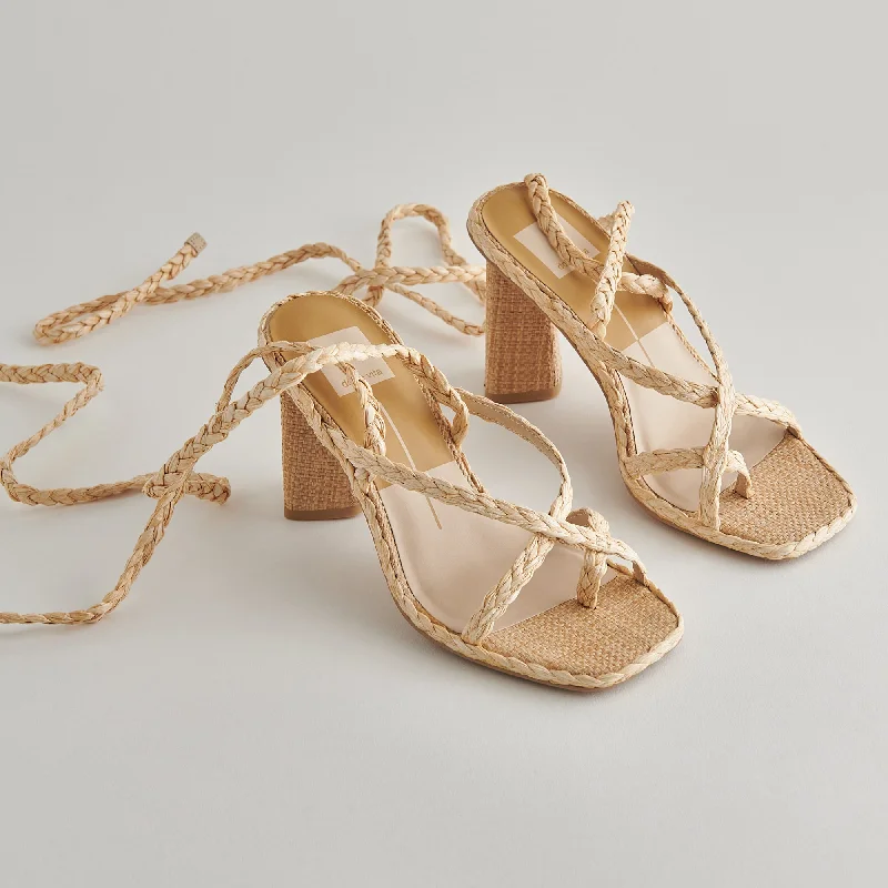 Stiletto Heel Pumps with Perfect Fit--JOELLE HEELS LT NATURAL RAFFIA-Fashionable & Classic