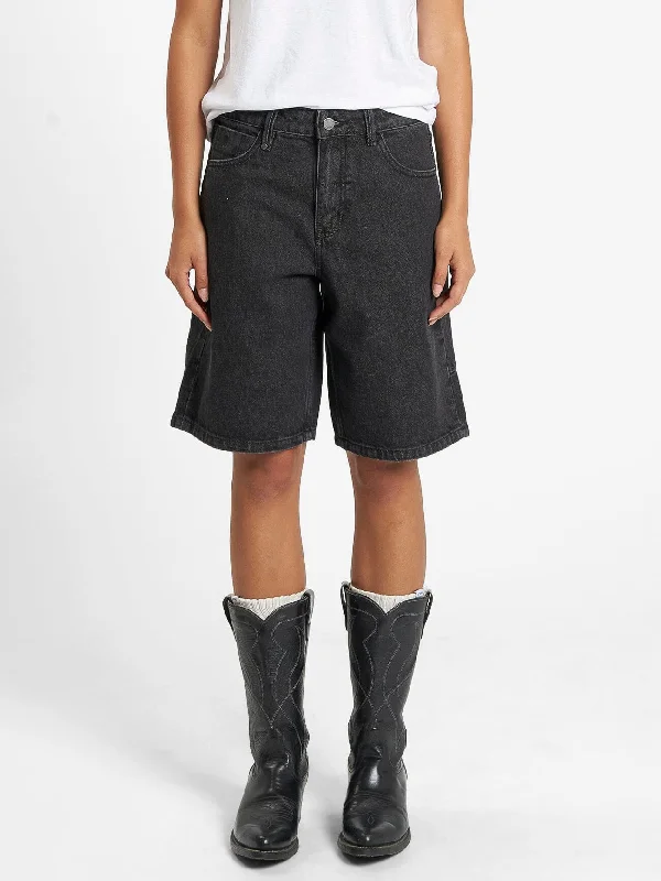 Women's denim shorts for rigid style trends :Jordan Short - Smoke Black
