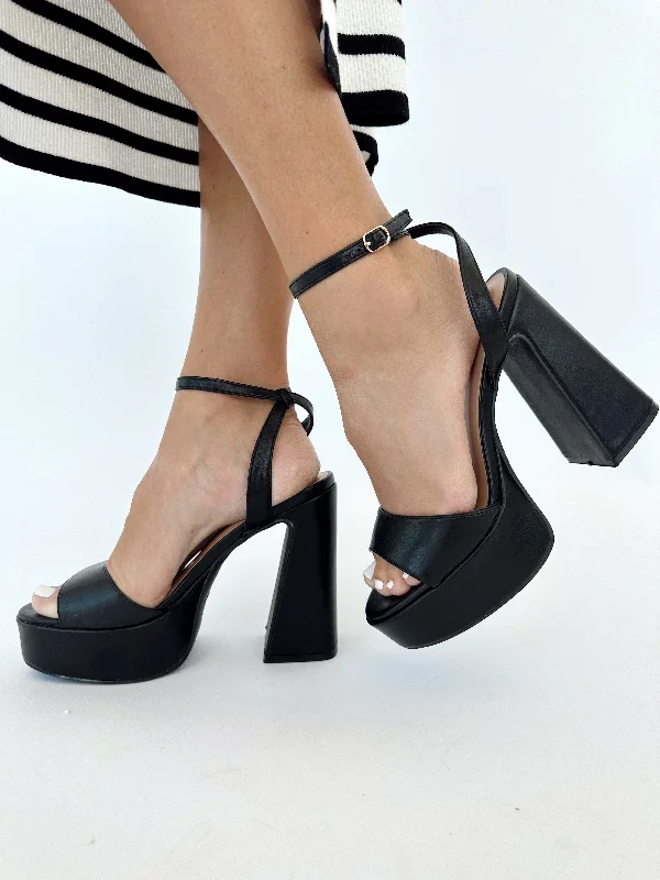 Stylish Open Toe Heels for Summer--Black Open Toe Platform Heel