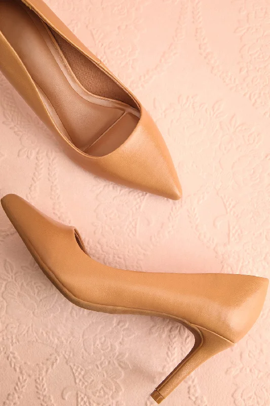 Versatile Heeled Sandals for Any Occasion---Karah Beige | Pointed-Toe Pumps