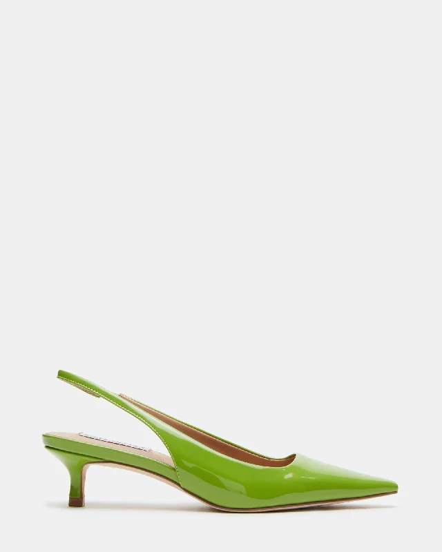 Versatile Heeled Sandals for Any Occasion---KARI GREEN PATENT