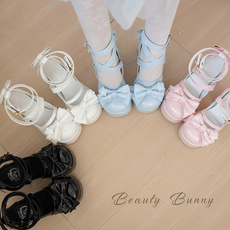 Versatile Heeled Sandals for Any Occasion---Beauty Bunny~Star Prayer~Kawaii Lolita Shoes Round Toe Summer Heels