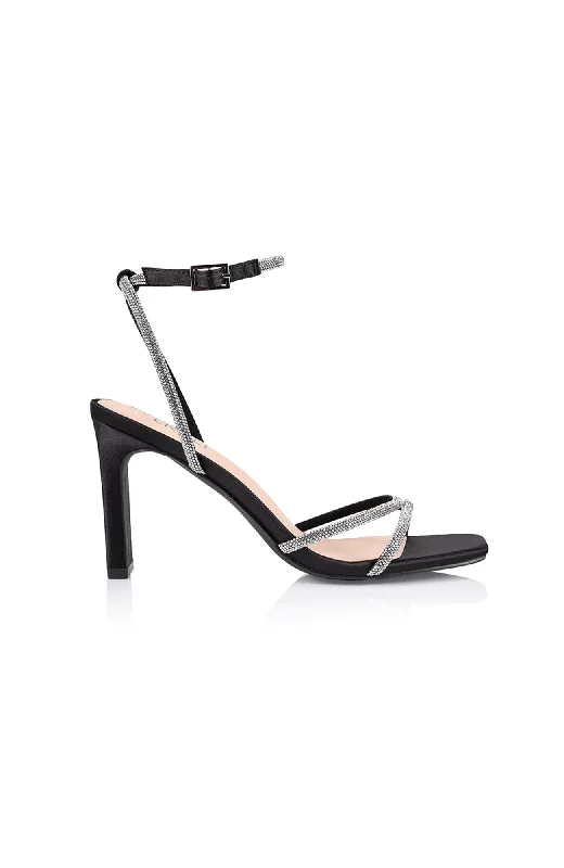 Kian Block Heel Black SatinAffordable Satin Heels with a Luxe Touch