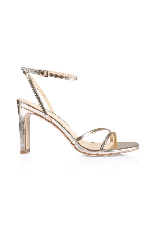 Kimmy Slim Strappy Heel Champagne Metallic---Affordable Strappy Platform Heels with Premium Quality