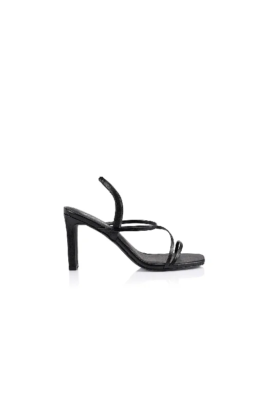 King Strappy Heel Black Smooth---Affordable Strappy Platform Heels with Premium Quality