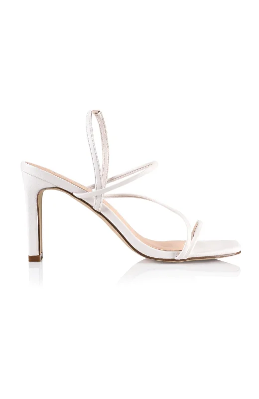 King Strappy Heel White Smooth---Affordable Strappy Platform Heels with Premium Quality