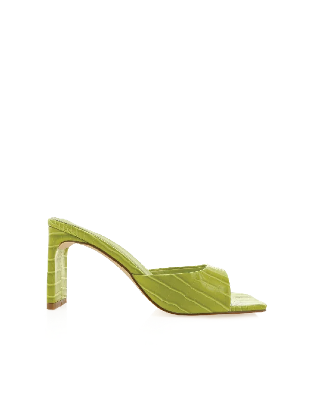 KINLEE - MATCHA CROC---Fashionable Kitten Heels for Date Night