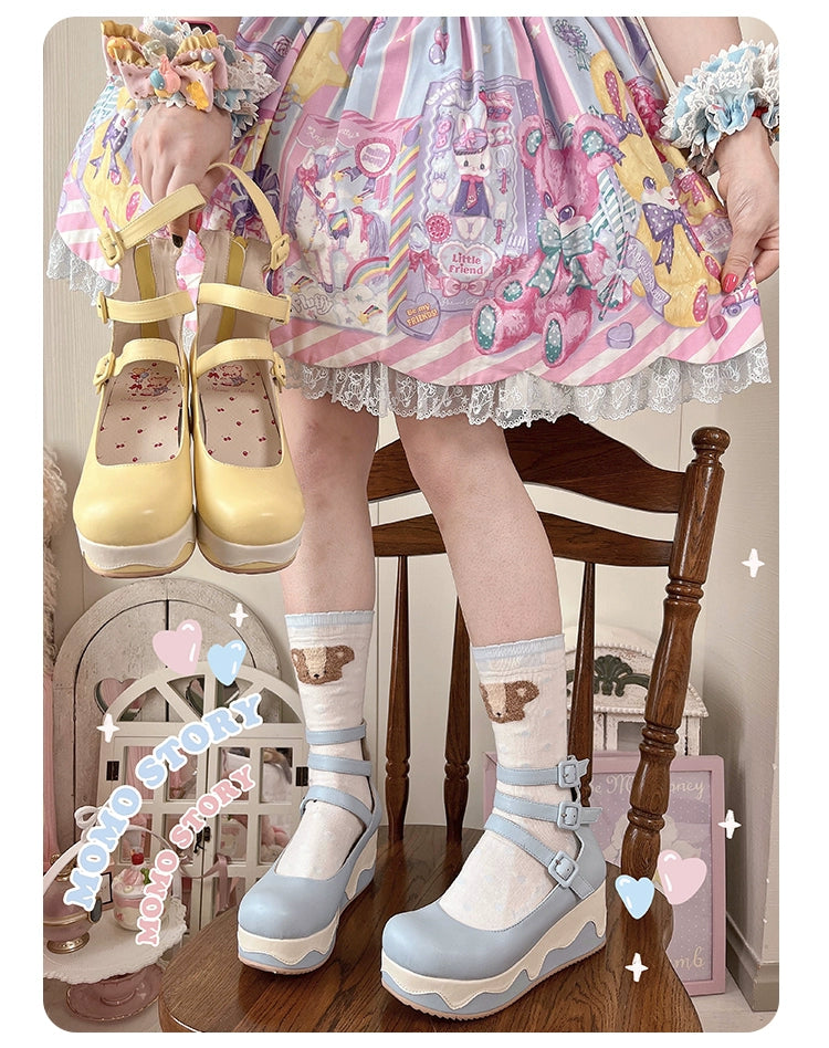 Stylish Platform Heels for Extra Height--Momo~Bear Birthday Party~Kwaii Lolita Shoes Round Toe Platform Shoes