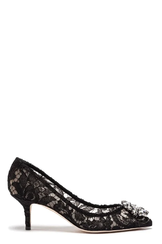 Stylish Lace Pumps for a Chic Look--Lace Heel With Brooch