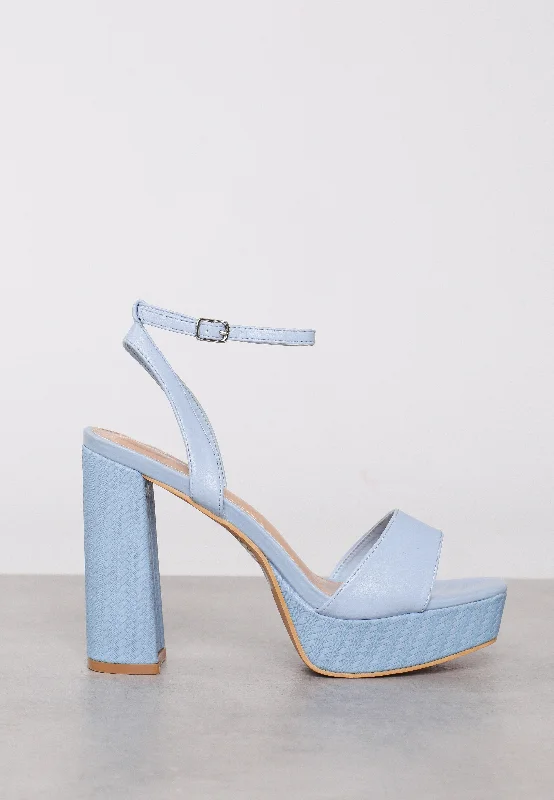 Stylish Open Toe Heels for Summer--Glamorous Blue Open Toe Platform Heels