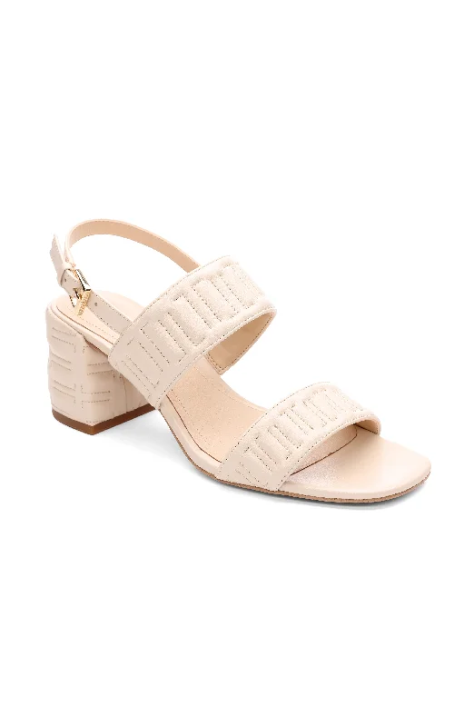 Versatile Heeled Sandals for Any Occasion---LAKEWOOD LOGO STITCH SLINGBACK WITH BLOCK HEEL