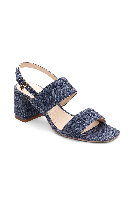 Versatile Heeled Sandals for Any Occasion---LAKEWOOD LOGO STITCH SLINGBACK WITH BLOCK HEEL