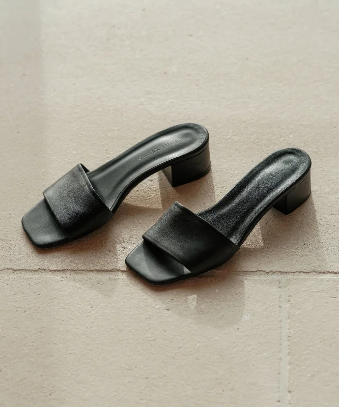 Leather Miller Heeled Slide---Comfortable Leather Pumps for Office and Everyday Wear