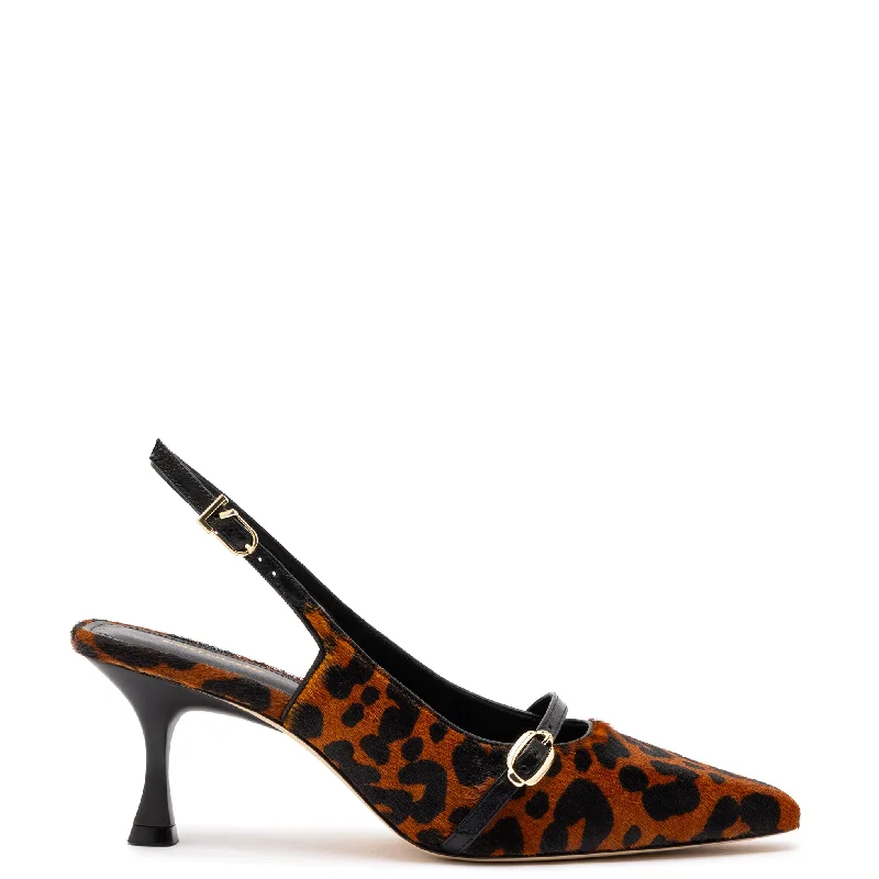 Versatile Heeled Sandals for Any Occasion---Ines Pump In Leopard Print Calf Hair