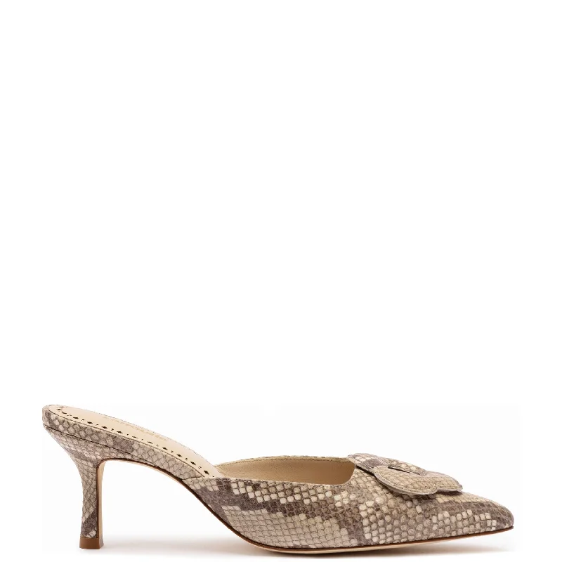 Versatile Heeled Sandals for Any Occasion---Flora Pump In Light Python Print