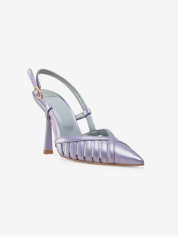 Fashionable Leather Slingback Pumps for Casual Wear--Lila Vegan Apple Leather Slingback Heels | Iridescent Violet