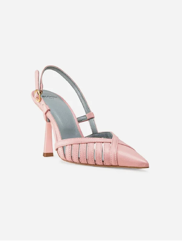 Fashionable Leather Slingback Pumps for Casual Wear--Lila Vegan Apple Leather Slingback Heels | Pink