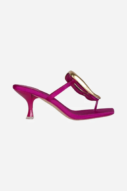 Jeffrey Campbell Linq-Up in Fuchsia Satin GoldAffordable Satin Heels with a Luxe Touch