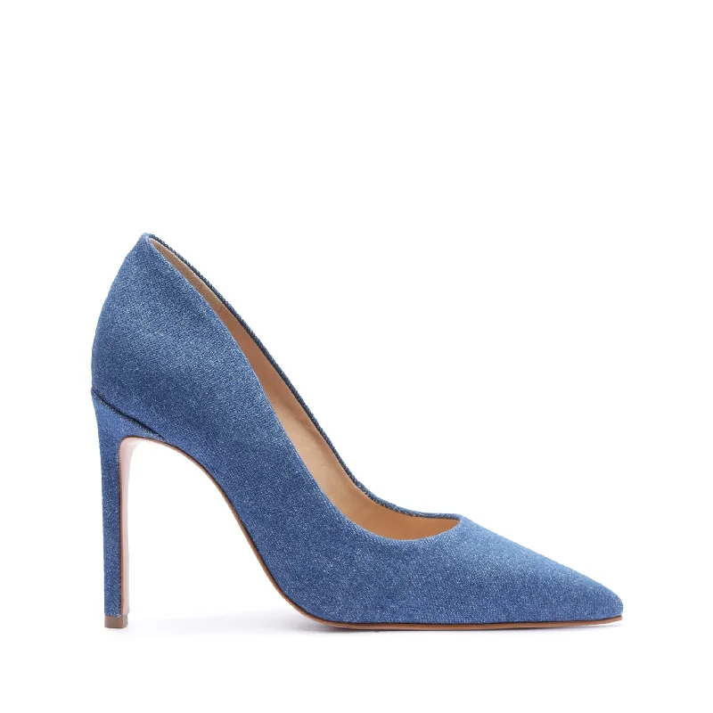 Lou Denim Pump---Chic Denim Fabric Heels for a Unique Look