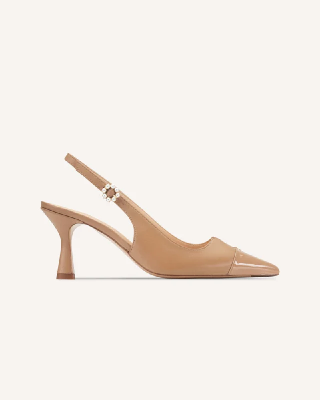 Lucia Tan Slingback---Fashionable Kitten Heels for Date Night