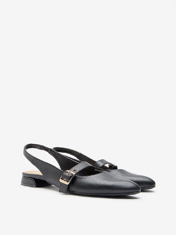 Versatile Heeled Sandals for Any Occasion---LUNA BLU Black Slingback Shoes