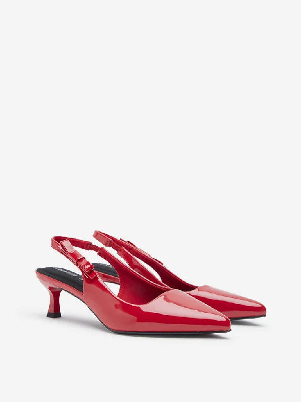 LUNA BLU Red Slingback Kitten Shoes---Fashionable Kitten Heels for Date Night