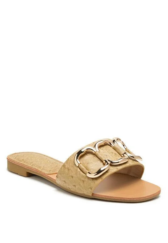 Versatile Heeled Sandals for Any Occasion---MADELEINE METAL RINGS FLAT SLIDES