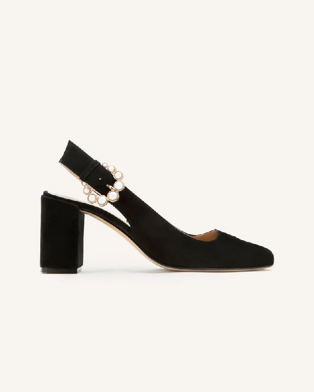 Matilda Black Mid-Heel---Fashionable Kitten Heels for Date Night