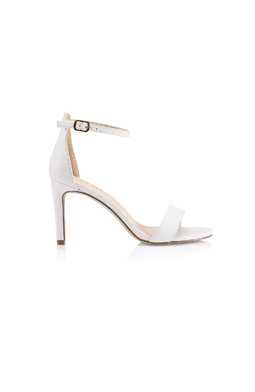 Mattie Strappy Heel White Smooth---Affordable Strappy Platform Heels with Premium Quality