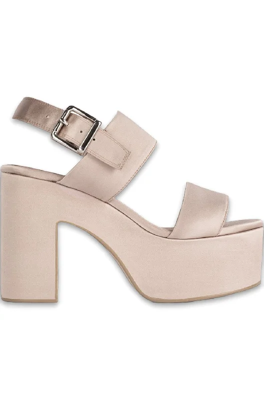 Jeffrey Campbell Moody Big Platform Heel In Taupe SatinAffordable Satin Heels with a Luxe Touch