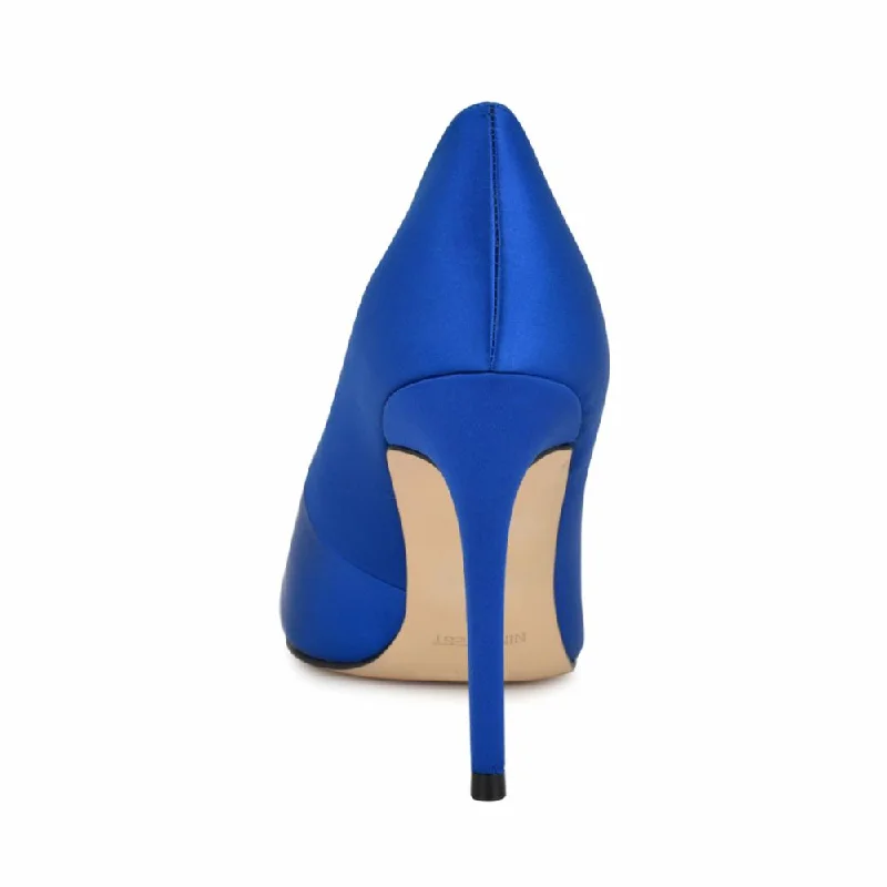 Nine West Women's Fronz2 Bright Blue1146/Crystal Satin MAffordable Satin Heels with a Luxe Touch