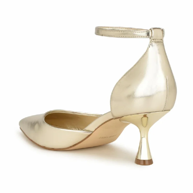 Nine West Women's Racha3 Gold M---Fashionable Kitten Heels for Date Night