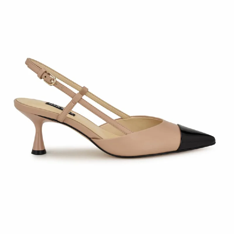 Nine West Women's Rizzy3 Nude M---Fashionable Kitten Heels for Date Night