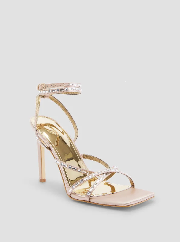 Nude Sabia Embellished High Heels---Chic Embellished Pumps for a Glamorous Look