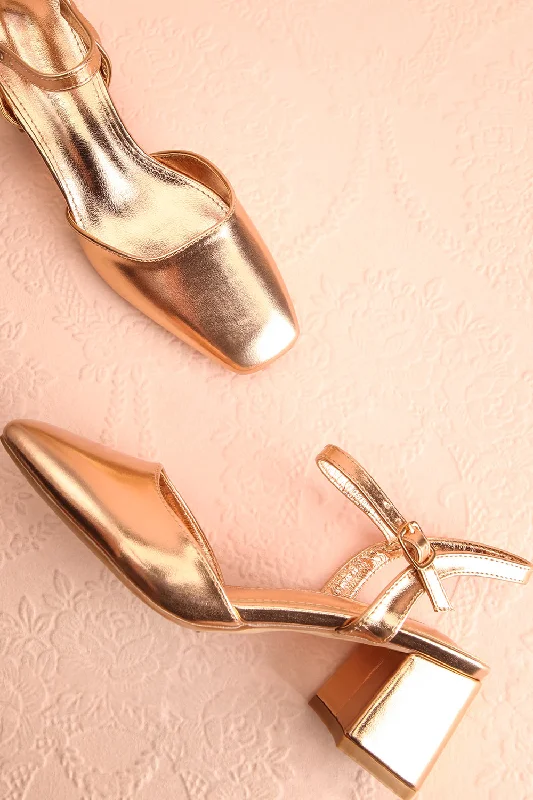 Stylish Ankle Strap Heels for Women--Nycole Rose Gold | High-Heels w/ Ankle Strap