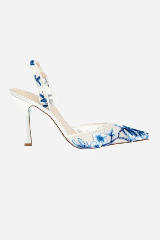 Versatile Heeled Sandals for Any Occasion---Betsy Johnson Patch Heel in Blue Floral