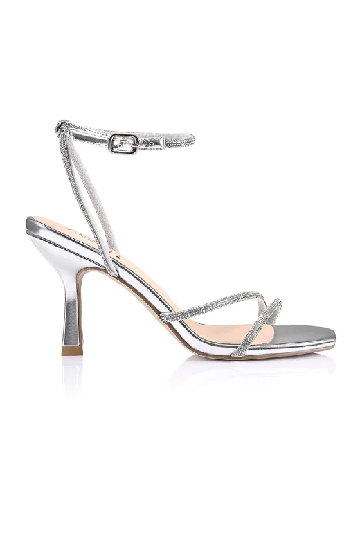 Pepper Strappy Heels Silver---Affordable Strappy Platform Heels with Premium Quality