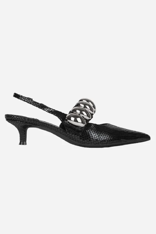 Versatile Heeled Sandals for Any Occasion---Jeffrey Campbell Persona-SD Heels in Black Shiny Snake Silver