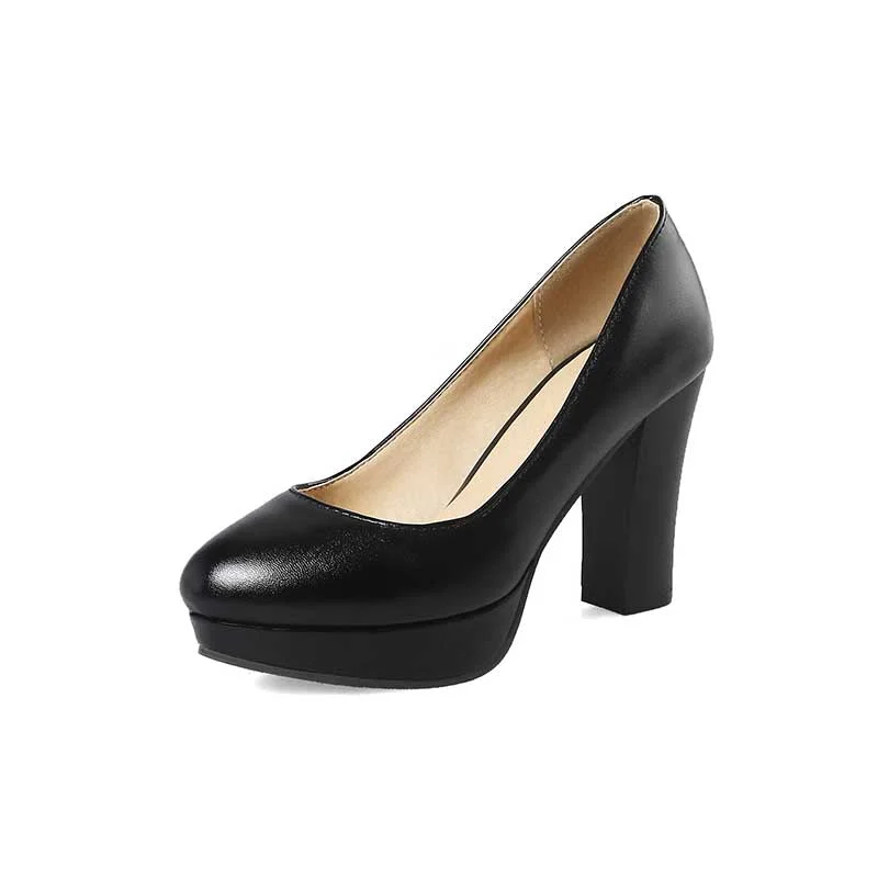 Platform Round Toe High Heel Pumps Chunky High Dress Shoes---Elegant Evening Heels for Weddings and Parties