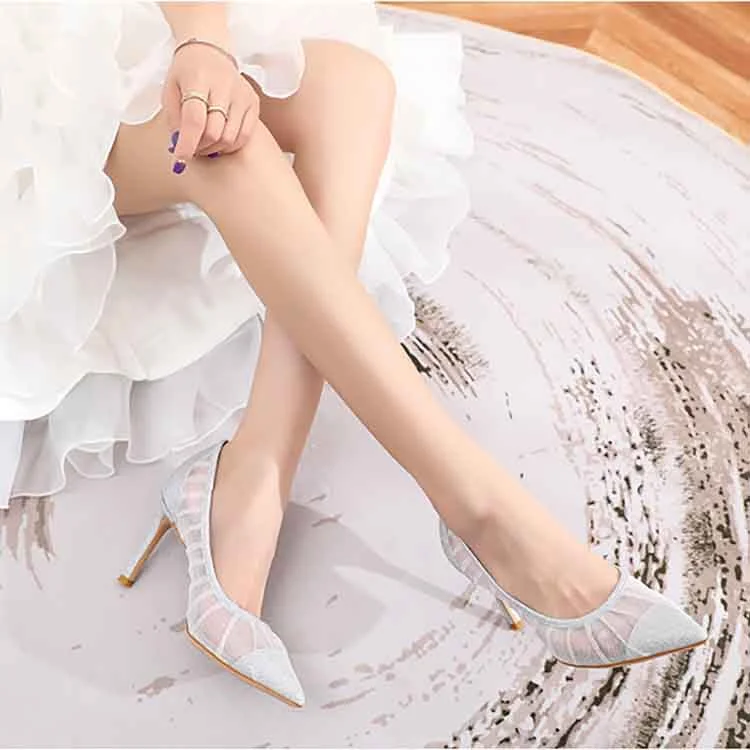 Stiletto Heel Pumps with Perfect Fit--Pointed Toe High Heels Women Pumps Transparent Party Wedding Shoes-Fashionable & Classic