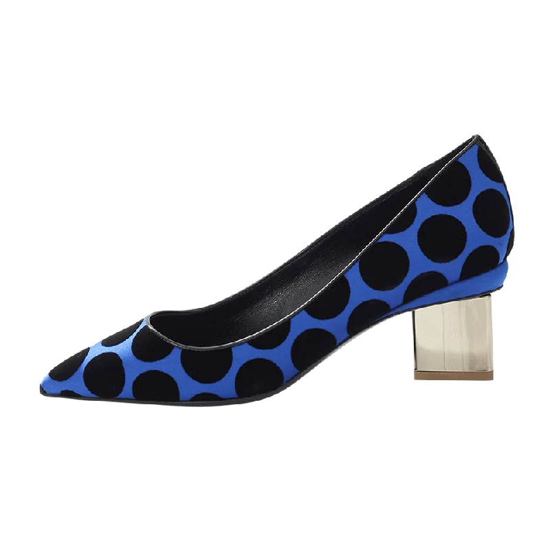 Versatile Heeled Sandals for Any Occasion---Polka Dot Prism Pump