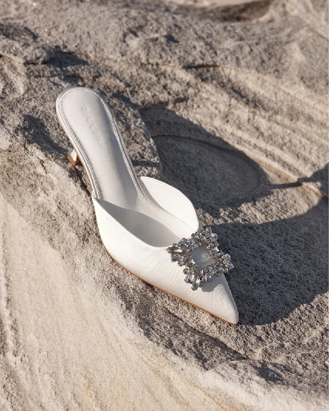 PROMISE - WHITE SATINAffordable Satin Heels with a Luxe Touch