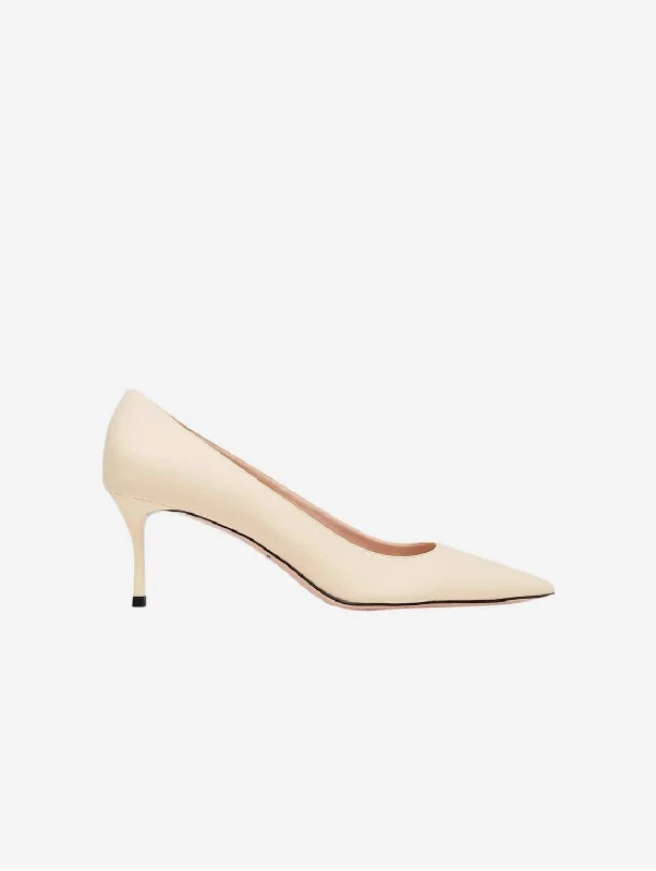 10am Monday at the Office Vegan Leather Heels | Light Beige---Comfortable Leather Pumps for Office and Everyday Wear