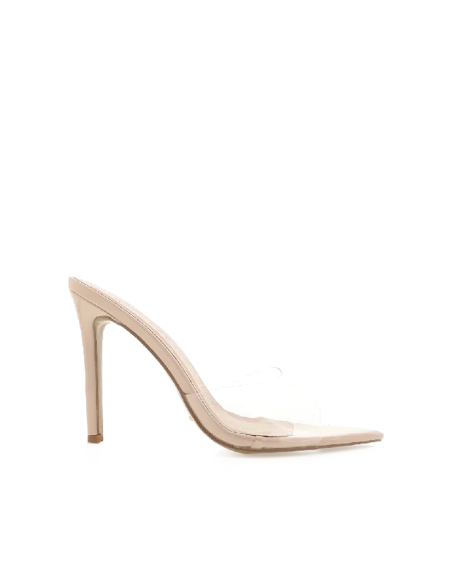 QUINETTE - NUDE PATENT-CLEAR---Fashionable Kitten Heels for Date Night