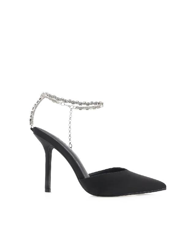 QUINLEE - BLACK SATINAffordable Satin Heels with a Luxe Touch