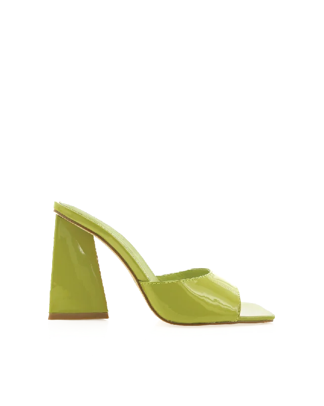 QUINN - MATCHA PATENT---Fashionable Kitten Heels for Date Night