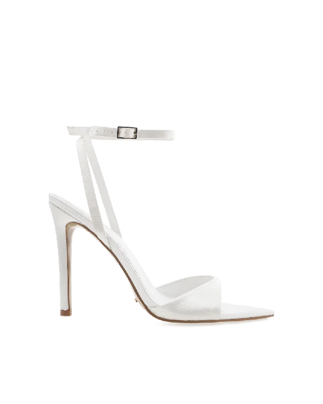 QUINNELL - WHITE SATINAffordable Satin Heels with a Luxe Touch