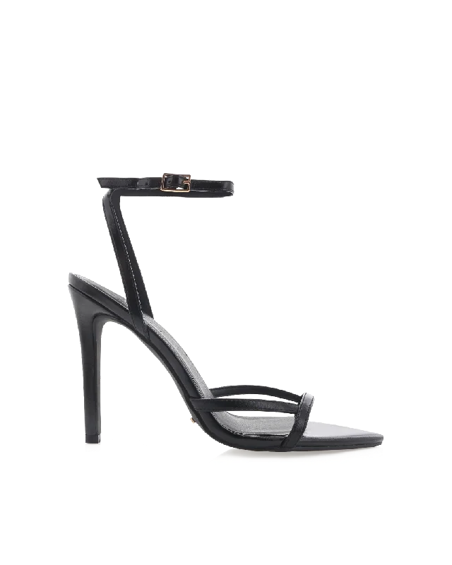 QUINTESSA - BLACK SHINE---Fashionable Kitten Heels for Date Night