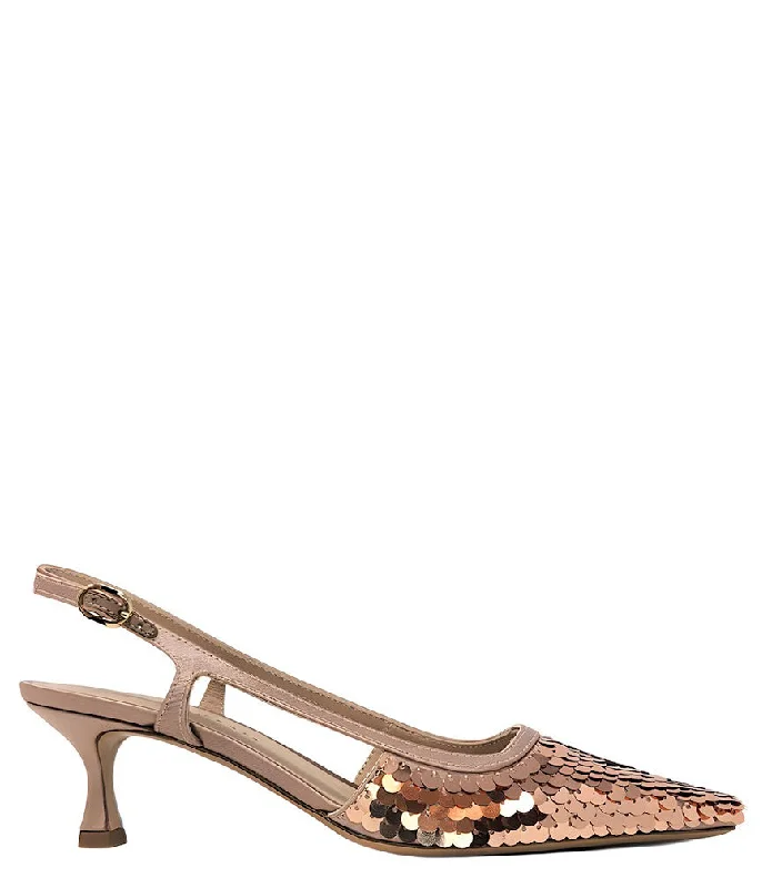 Versatile Heeled Sandals for Any Occasion---Roberto Festa Gold Sequence Snip Toe Slingback Heel